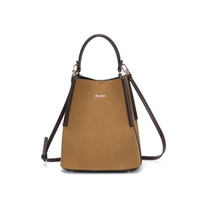 Bolsa Bucket Nobuck Marrom Alça Dupla