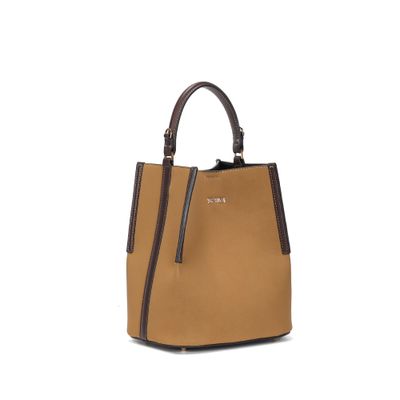 Bolsa Bucket Nobuck Marrom Alça Dupla