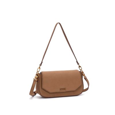 Bolsa Baguete Média Nobuck Marrom Fog Alça De Ombro