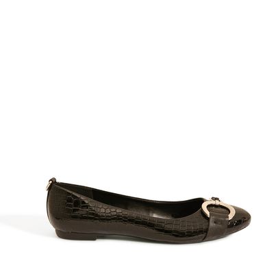 Sapatilha Croco Albany Fivela Preta