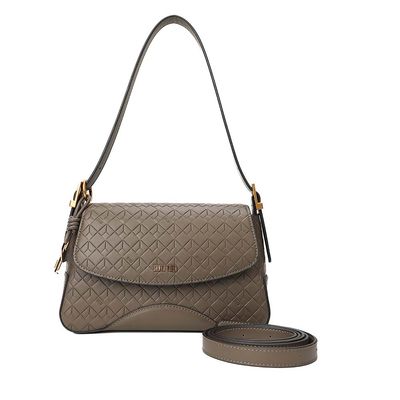 Bolsa Média Soft Cubos Marrom Taupe Alça De Ombro