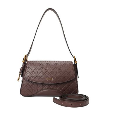 Bolsa Média Soft Cubos Marrom Dark Alça De Ombro