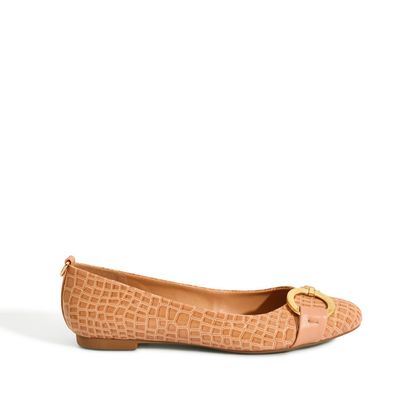 Sapatilha Croco Albany Fivela Bege