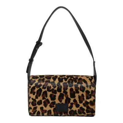 Bolsa Média Couro Estampa Animal Print Onça Alça De Ombro