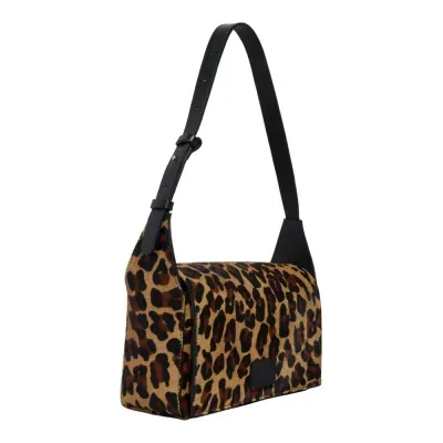 Bolsa Média Couro Estampa Animal Print Onça Alça De Ombro