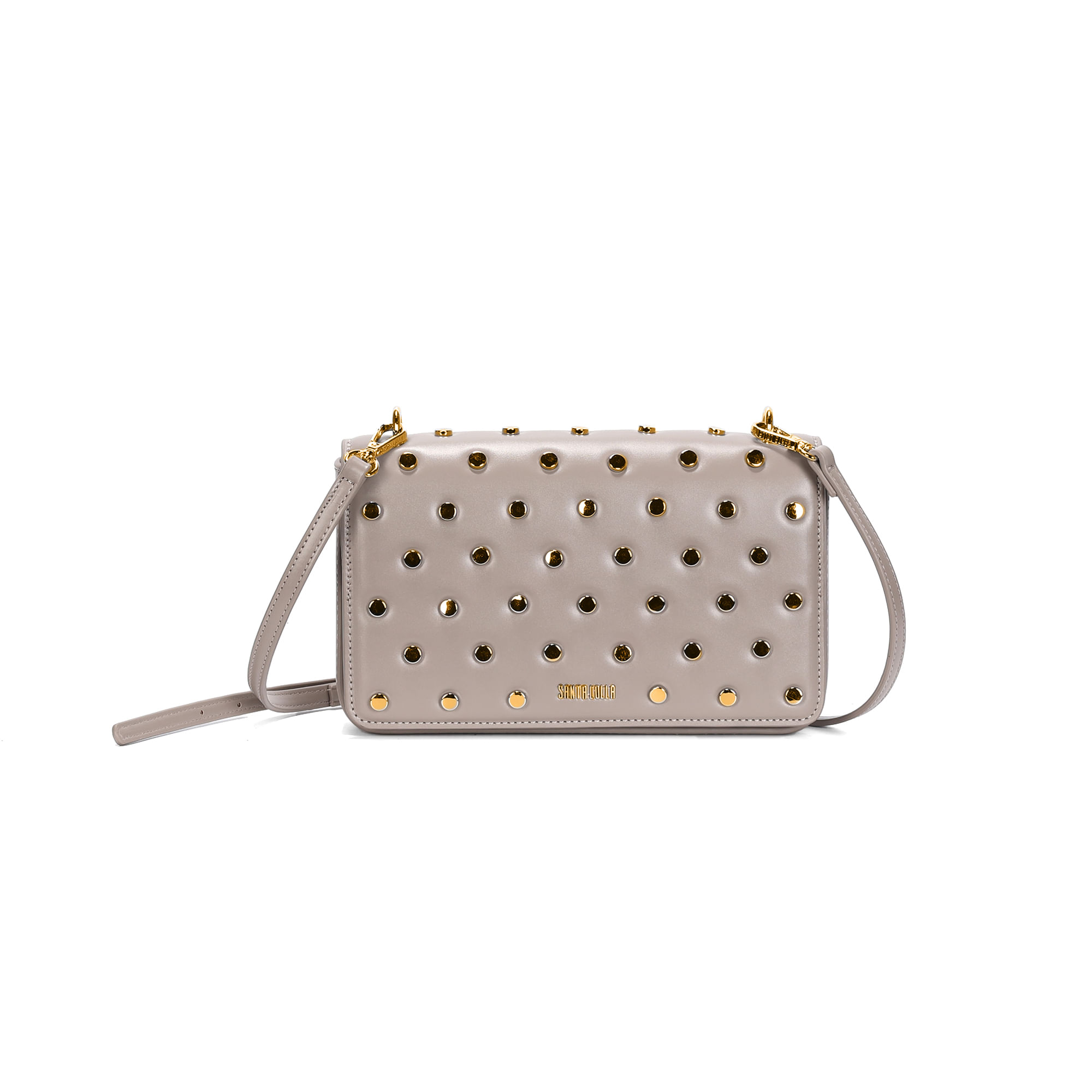 Bolsa Soft Cinza Alça Transversal Tachas - Santa Lolla