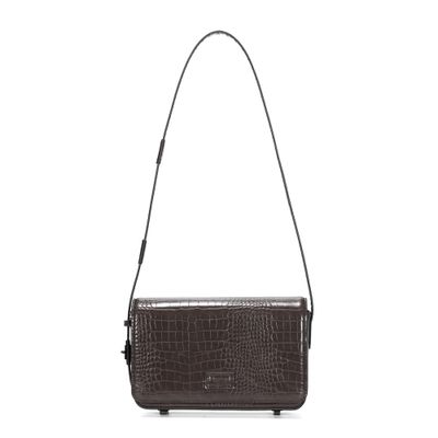 Bolsa Croco Marrom Dark Alça De Ombro