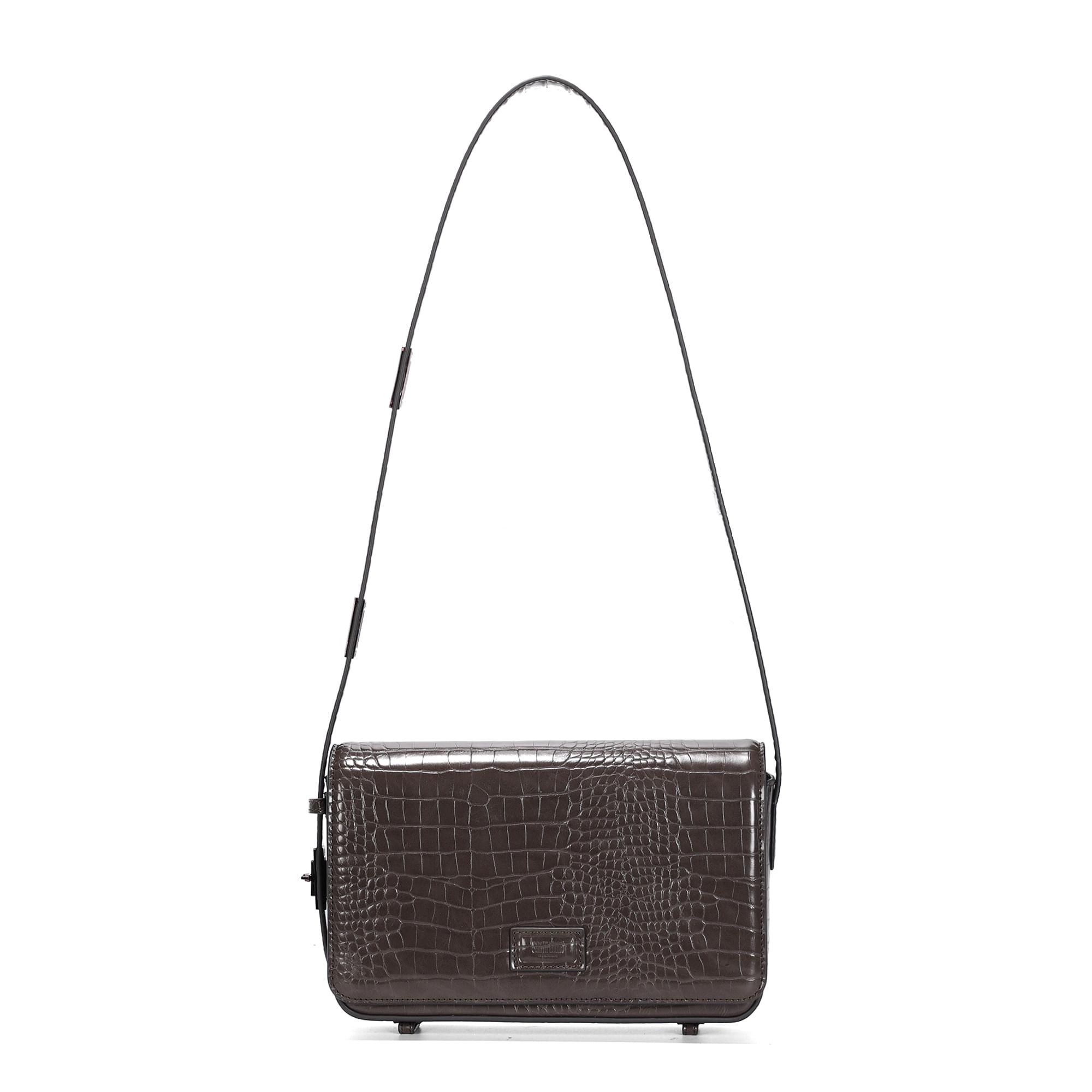 Bolsa Croco Marrom Dark Alça De Ombro - Santa Lolla