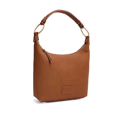 Bolsa Grande Nobuck Marrom Safari Alça De Ombro