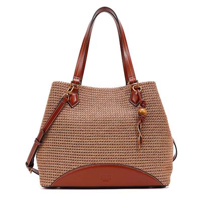 Bolsa Grande Tramado Marrom Safari Alça De Ombro