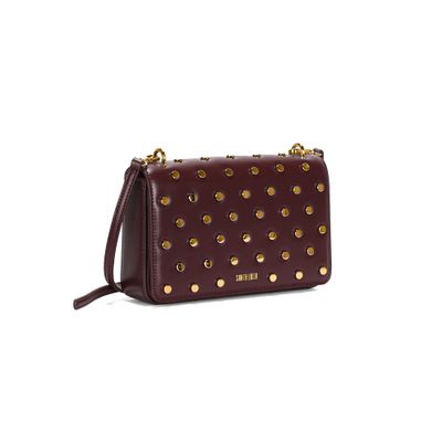 Bolsa Soft Roxo Berry Alça Transversal Tachas