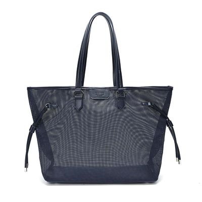 Bolsa Shopper Tela Azul Alça De Ombro