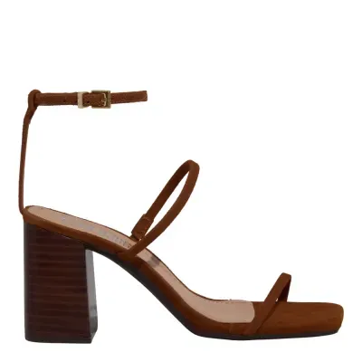 Sandália Lolla Nobuck Marrom Safari Salto Alto Grosso