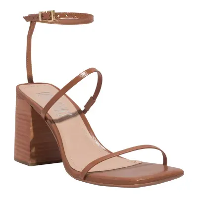 Sandália Lolla Couro Confort Marrom Salto Alto Grosso