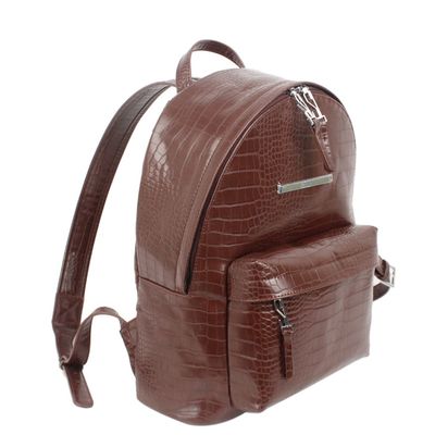 Mochila Couro Croco Envernizado Marrom