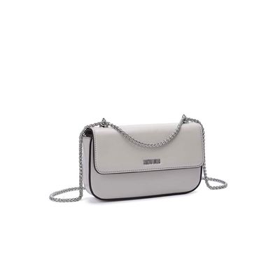 Bolsa Pequena Soft Cinza Alça Transversal Corrente