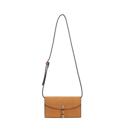 Bolsa Pequena Nobuck Caramelo Alça De Ombro