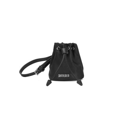 Chaveiro Mini Bolsa Bucket Nylon Preto Alça Transversal