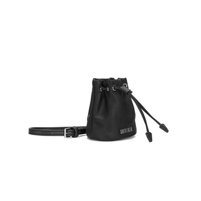 Chaveiro Mini Bolsa Bucket Nylon Preto Alça Transversal