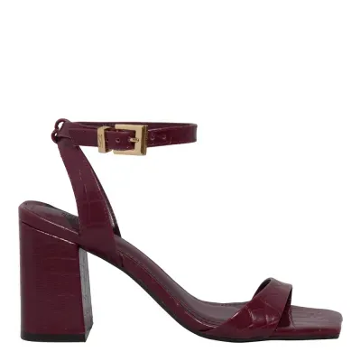 Sandália Croco Roxo Berry Salto Alto Grosso