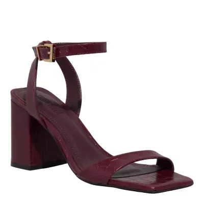 Sandália Croco Roxo Berry Salto Alto Grosso