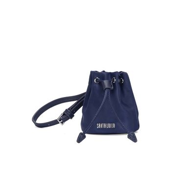Chaveiro Mini Bolsa Bucket Nylon Azul Alça Transversal