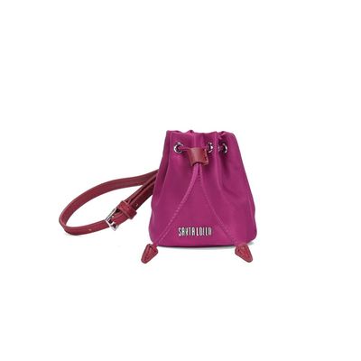 Chaveiro Mini Bolsa Bucket Nylon Rosa Alça Transversal
