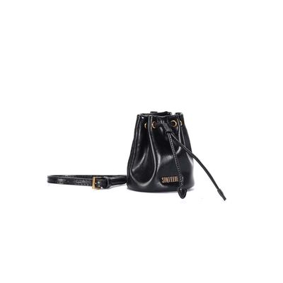 Chaveiro Mini Bolsa Bucket Soft Preto Alça Transversal