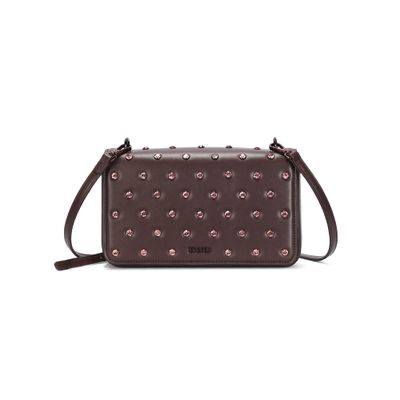 Bolsa Pequena Soft Marrom Dark Strass Alça Transversal