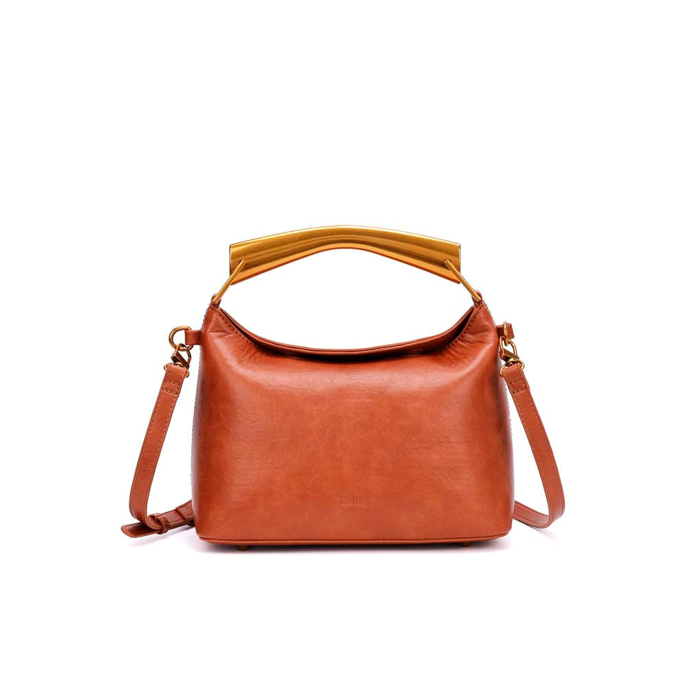 Bolsa Pequena Material Rustico Marrom Safari Alça Dupla - Santa Lolla