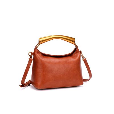 Bolsa Pequena Material Rustico Marrom Safari Alça Dupla