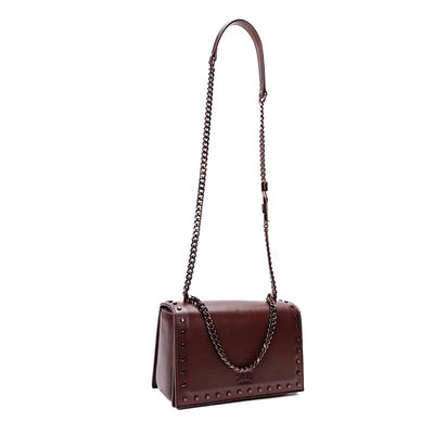 Bolsa Pequena Soft Marrom Dark Alça De Ombro Corrente