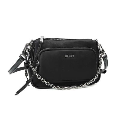 Bolsa Pequena Nylon Preta Alça Transversal