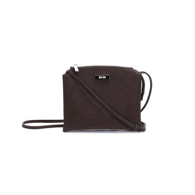Bolsa Pequena Nobuck Marrom Dark Alça Transversal