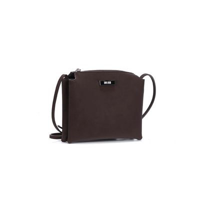 Bolsa Pequena Nobuck Marrom Dark Alça Transversal