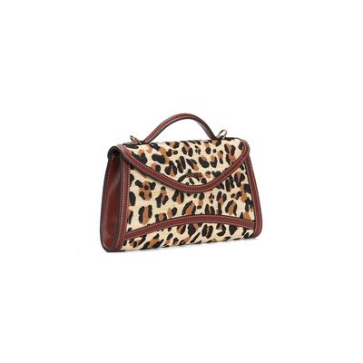 Bolsa Pequena Tramado Estampa Animal Print Onça Alça Transversal