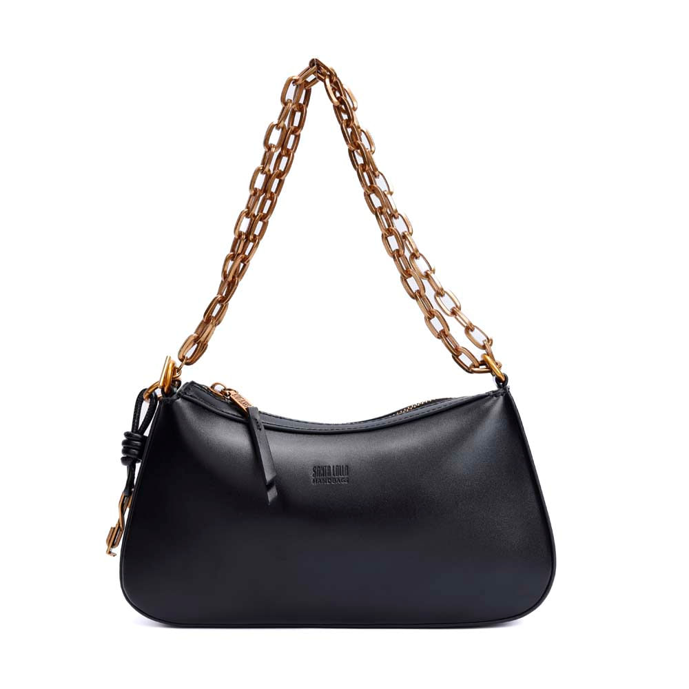 Bolsa Pequena Baguete Soft Roxo Berry Alça De Ombro Corrente