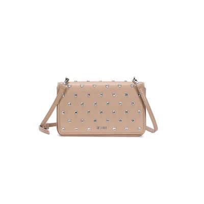 Bolsa Pequena Soft Bege Strass Alça Transversal