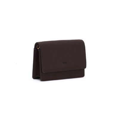 Bolsa Pequena Material Croco Marrom Dark Alça Transversal