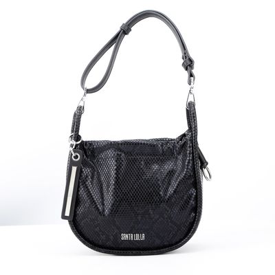 Bolsa Média Couro Cobra Preta