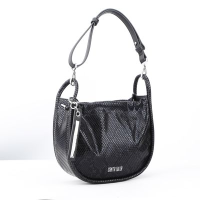 Bolsa Média Couro Cobra Preta