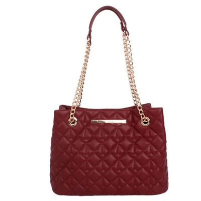 Bolsa Grande Matelassê Corrente Vinho