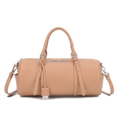 Bolsa Grande Cilindro Bege Alça de Ombro