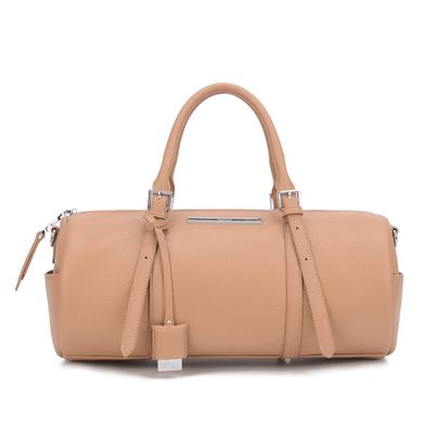 Bolsa Grande Cilindro Bege Alça de Ombro