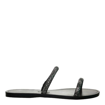 Rasteira Suede Strass Preto