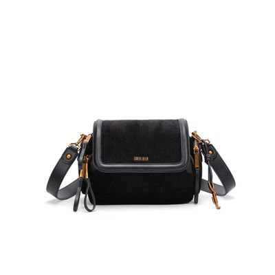 Bolsa M Veludo Cotele Preto