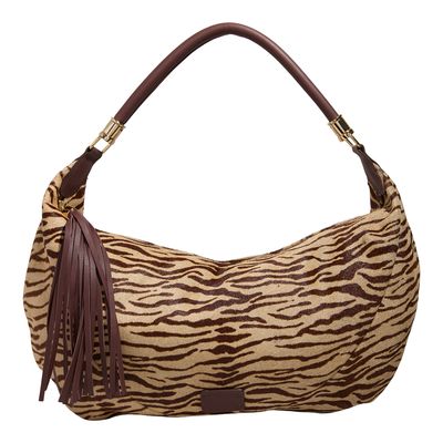 Bolsa M Couro Pelo Zebra New Brown