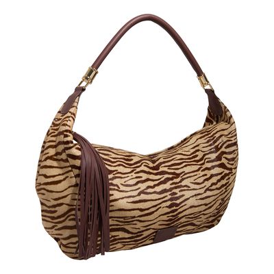 Bolsa M Couro Pelo Zebra New Brown