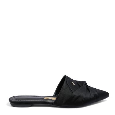 Mule Tecido Cetim Preto