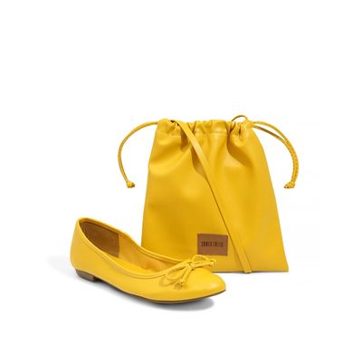 Sapatilha Infantil Amarela Com Bolsa